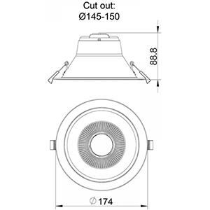 LED downlighter zwart reflector 3CCT 20W - Afbeelding 4