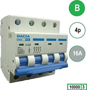 Installatieautomaat 16A B kar 4p GACIA