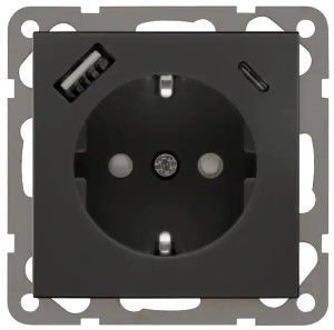 PEHA Badora MAT ZWART stopcontact wcd RA + USB +USB-C