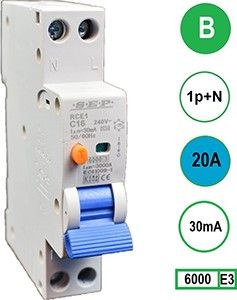 Aardlekautomaat 20A B kar 30mA 2P SEP