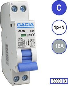 Installatieautomaat 16A C kar 2p GACIA