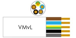 Kabel H05VV-F VMVL rond 5x0,75qmm zwart