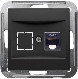 PEHA Badora MAT ZWART inbouw unit UTP CAT6 RJ45 enkel