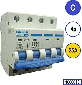 Installatieautomaat 25A C kar 4p GACIA