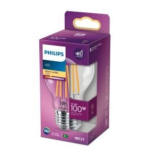 Philips LED GLS E27 10,5-100W 2700K filament helder blister
