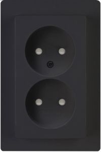 Kopp HK05 mat zwart inbouw stopcontact wcd dubbel
