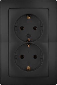 Kopp HK05 mat zwart inbouw stopcontact wcd RA dubbel