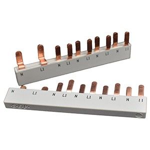 Kamrail 2 fase 10pol. 2x17,8mm 8x9mm gebogen wit