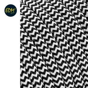 Omsponnen snoer 2x0,75qmm zwart/wit 25m