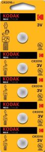 Kodak CR2016 lithium knoopcel batterij blister(5)