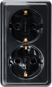 Kopp ZWART opbouw stopcontact wcd RA dubbel