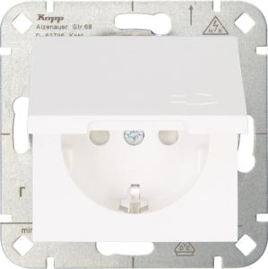 Kopp HK07 PURE mat wit inbouw stopcontact wcd RA met deksel + kinderbeveiliging