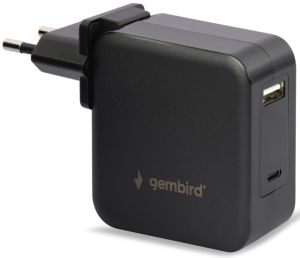 USB-C snellader-laptopvoeding 60W USB + USB-C zwart