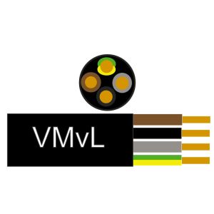 Kabel H05VV-F VMVL rond 4x0,75qmm zwart