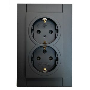 Kopp HK07 PURE mat zwart inbouw stopcontact wcd RA dubbel