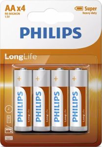 Philips Longlife batterij AA blister(4)