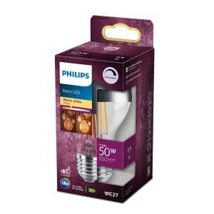 Philips LED GLS E27 7,2-50W 2700K filament kopspiegel dimbaar blister