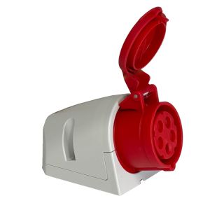 CEE 5P/16A/400V opbouw wcd rood