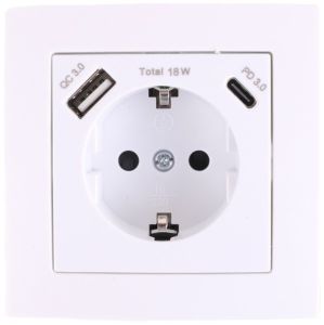 Benson inbouw stopcontact wcd RA + USB + USB-C wit