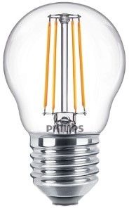 Philips LED kogel E27 4,3-40W 2700K filament helder