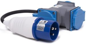 CEE verloopsnoer 20cm CEE stekker naar 3x stopcontact