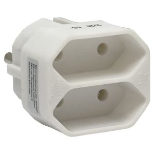 Randaarde stekkeradapter 2 x euro wit