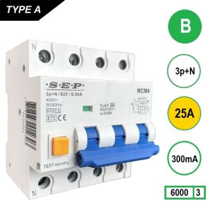 Aardlekautomaat 25A B kar 300mA 4p SEP