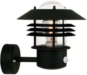 Wandlamp Vejers E27 zwart IP44 + sensor