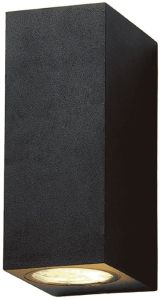 Wandlamp 2xGU10 vierkant zwart IP45