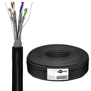 S/FTP CAT6a 100m zwart massief OUTDOOR CU volledig koper