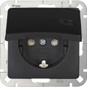Kopp HK05 mat zwart inbouw stopcontact wcd RA met deksel