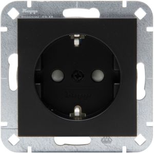 Kopp HK07 PURE mat zwart inbouw stopcontact wcd RA + kinderbeveiliging