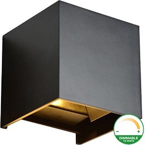 LED Wandlamp 2x3W up&down vierkant zwart DTW IP65