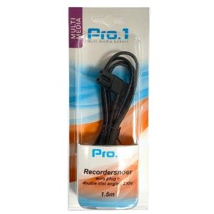 Recordersnoer 230V 1.5m met haakse aansluiting