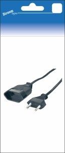 Euroverlengsnoer 2x0,75qmm zwart 5m