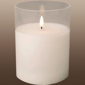 LED flakkerkaars in glas 10x15cm wit