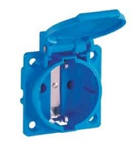Inbouw stopcontact RA IP54 blauw met klepje / deksel