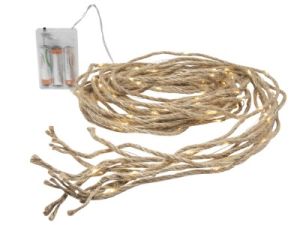 Jute touw 8 strengen x2meter op batterij 160 LED lampjes