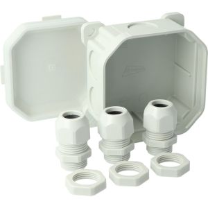 Kabeldoos Attema WD2 IP56 + 3 wartels M20 IP67 grijs
