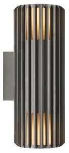 Wandlamp Aludra rond dubbel 2x E27 zilver antraciet IP54