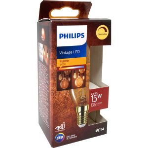 Philips LED kaars E14 3,5-15W 1800K filament gold dimbaar blister