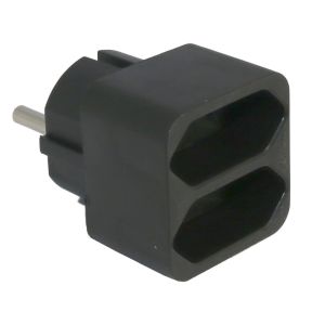 Randaarde stekkeradapter 2 x euro zwart