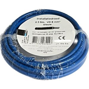 VD draad 6qmm blauw 2,5m