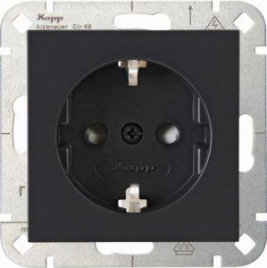 Kopp HK07 antraciet inbouw stopcontact wcd RA + kinderbeveiliging
