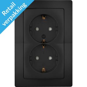Verpakt Kopp Paris mat zwart inbouw stopcontact wcd RA dubbel