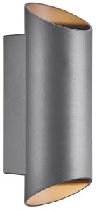 Wandlamp Nico rond 2x GU10 antraciet IP54