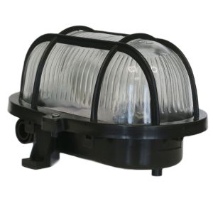 Wandlamp Skotlampe Bulleye ovaal met korf zwart IP44