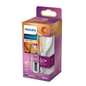 Philips LED GLS E27 5,9-60W filament helder WarmGlow blister