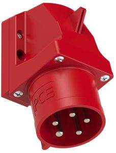 CEE 5P/32A/400V opb wcd rood met pennen en fasewisselaar