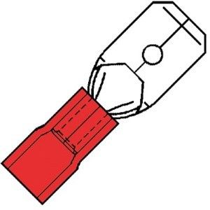 Kabelschoen vlaksteker male rood 6.3x0.8mm